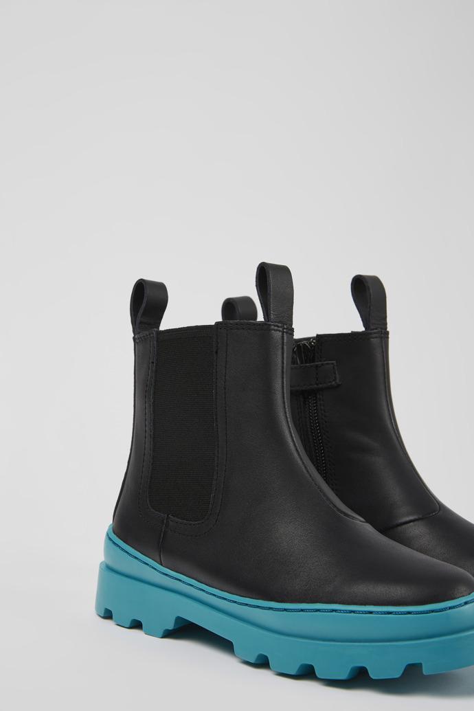 Brutus Black leather Chelsea boots for kids by CAMPER