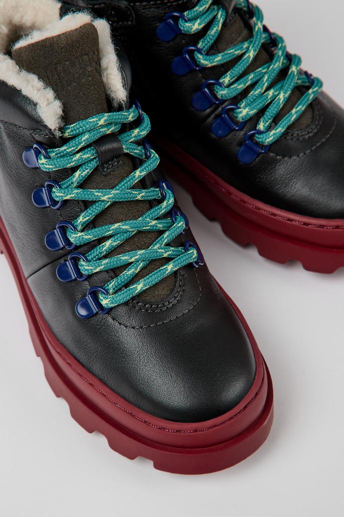 Brutus Black leather and nubuck lace-up boots by CAMPER