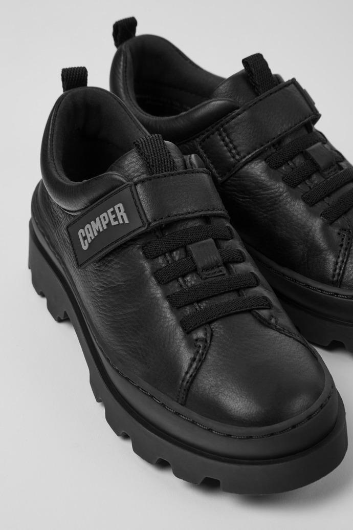 Brutus Black leather shoes for kids by CAMPER