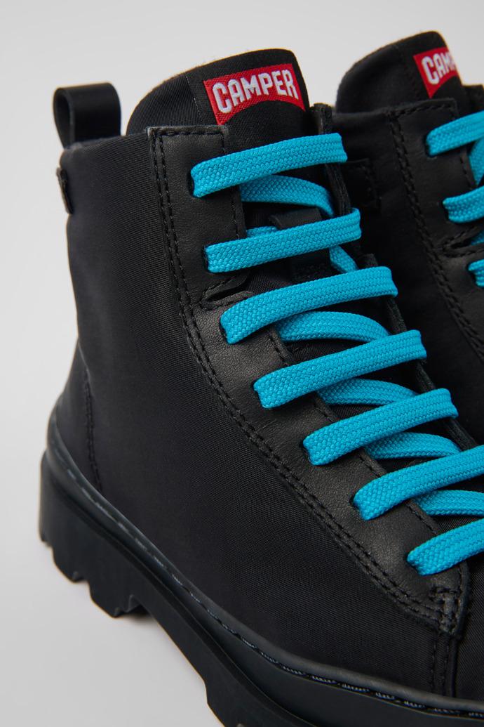 Brutus Black textile and leather ankle boots for kids by CAMPER