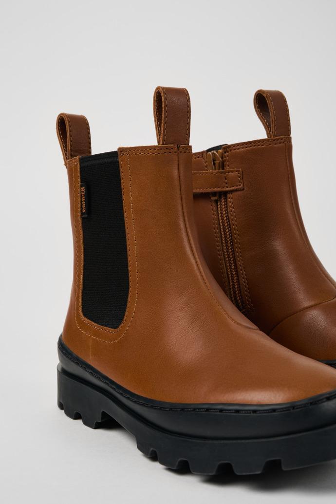 Brutus Brown leather Chelsea boots for kids by CAMPER