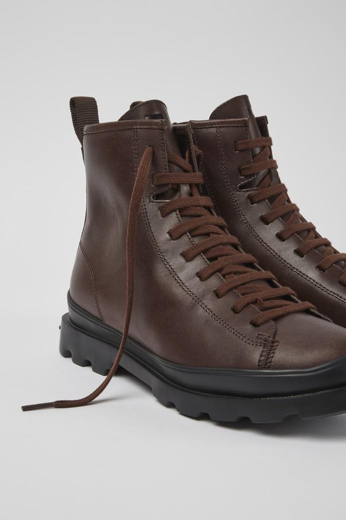 Brutus Brown leather lace-up boots by CAMPER