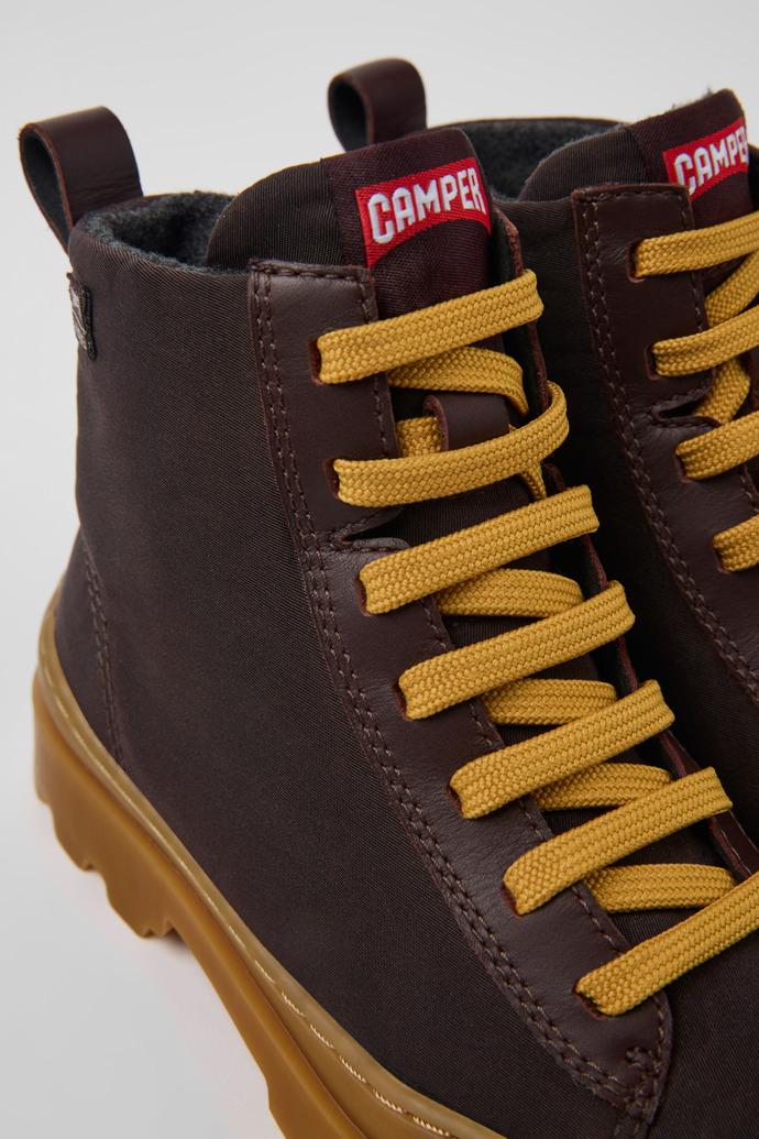 Brutus Brown textile and leather ankle boots for kids by CAMPER