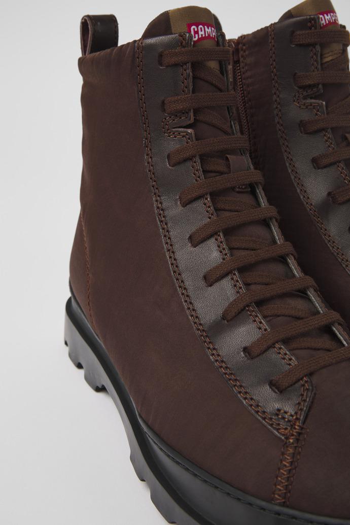Brutus Brown textile and leather ankle boots for men by CAMPER
