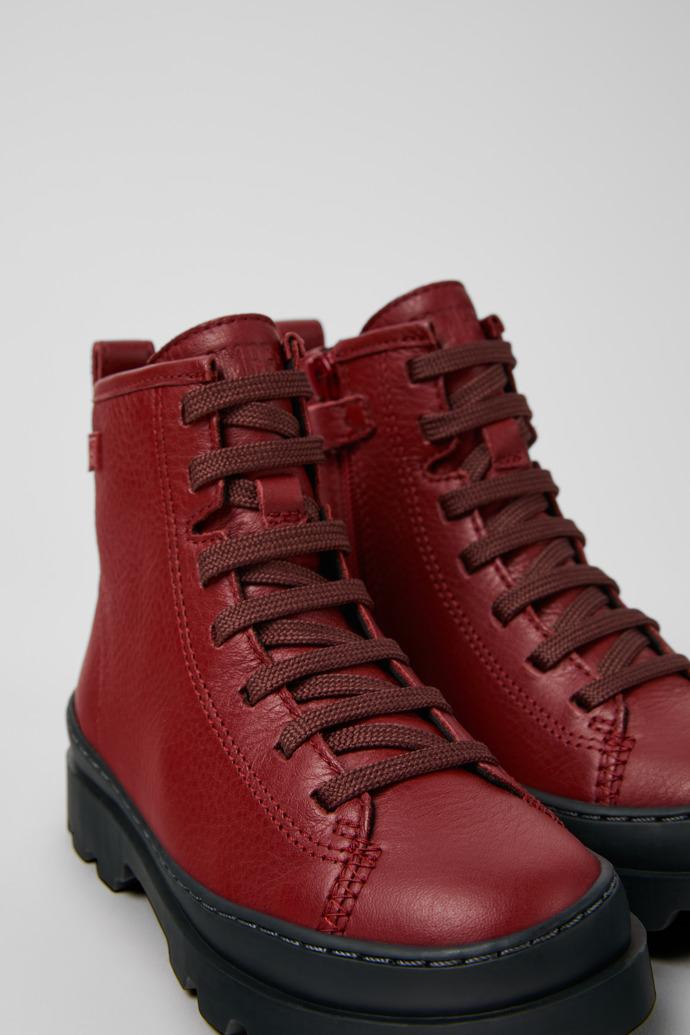 Brutus Burgundy Leather Ankle Boots for Children. by CAMPER