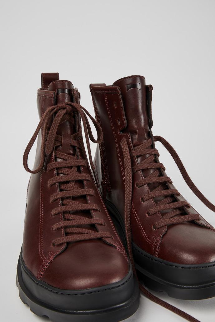 Brutus Burgundy leather lace-up boots by CAMPER