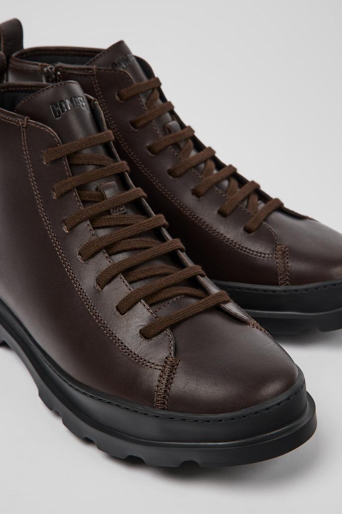 Brutus Dark brown leather ankle boots for men by CAMPER