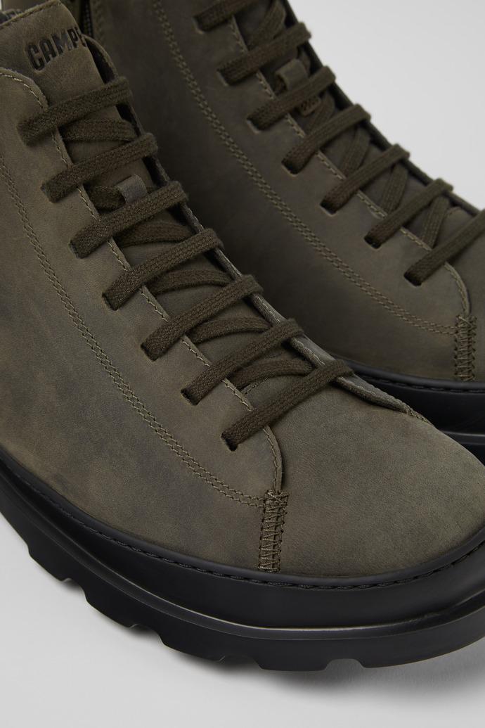 Brutus Dark green nubuck ankle boots for men by CAMPER