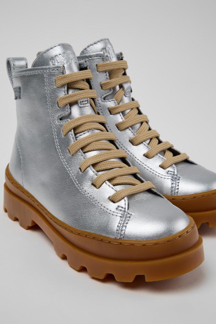 Brutus Gray Leather Ankle Boots for Children. by CAMPER