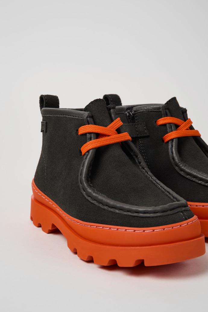 Brutus Grey leather and nubuck ankle boots for kids by CAMPER