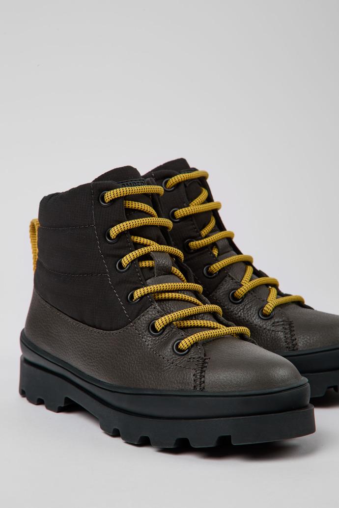 Brutus Grey leather and textile boots by CAMPER