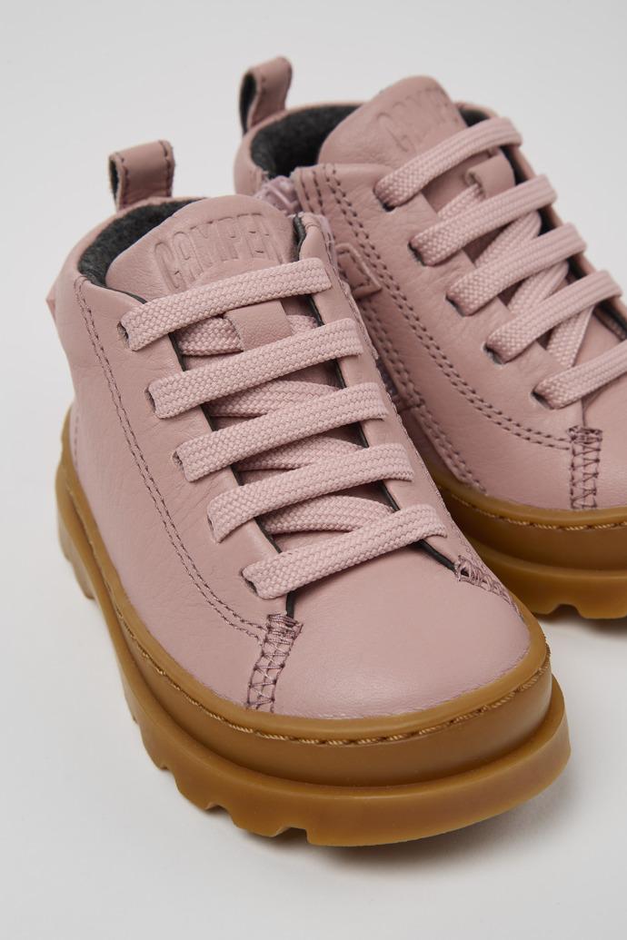 Brutus Pink leather ankle boots for kids by CAMPER