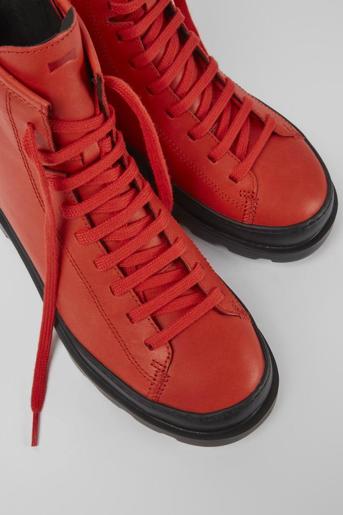 Brutus Red leather lace-up boots by CAMPER