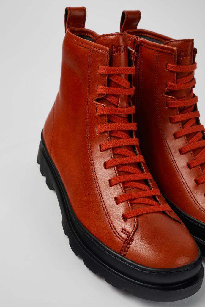 Brutus Red leather lace-up boots for women by CAMPER