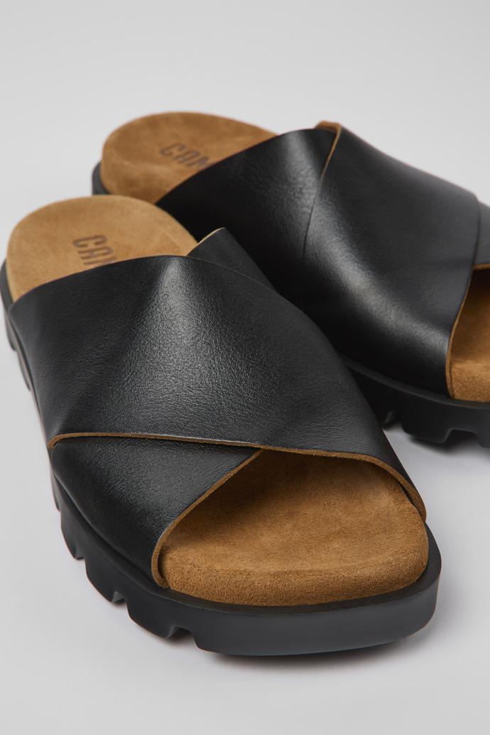 Brutus Sandal Black Leather Cross-strap Sandal for Women by CAMPER