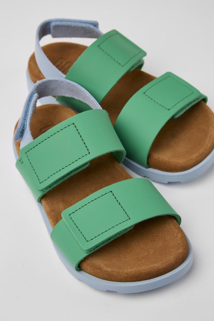 Brutus Sandal Green and blue leather sandals for kids by CAMPER