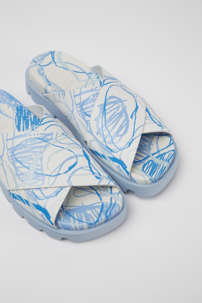 Brutus Sandal White and blue printed leather sandals for women by CAMPER