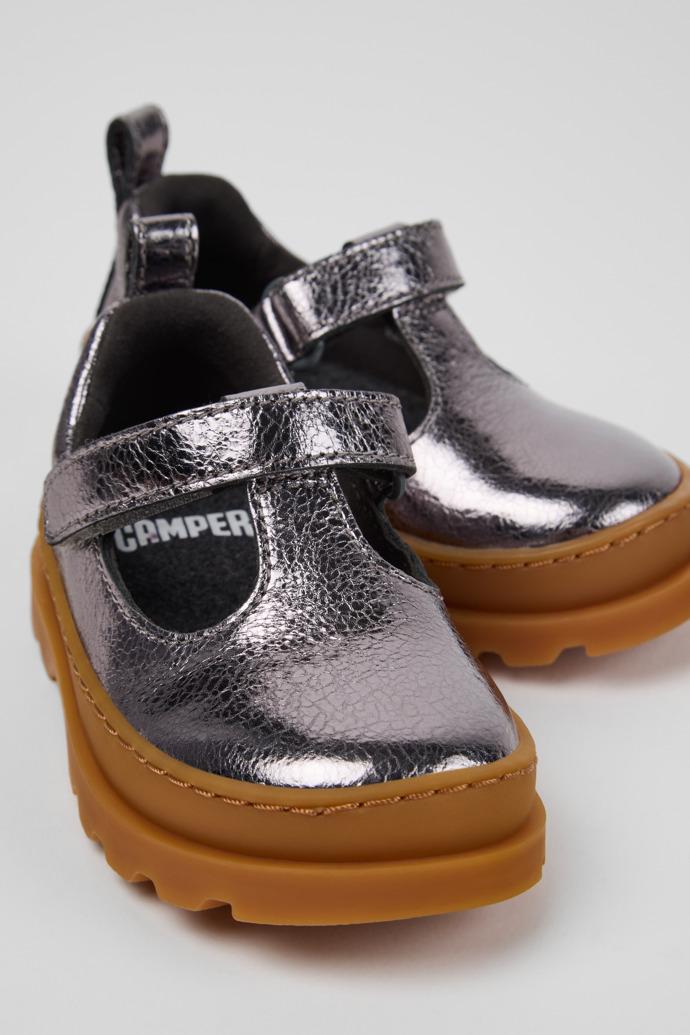 Brutus Silver Leather Shoes for Children. by CAMPER