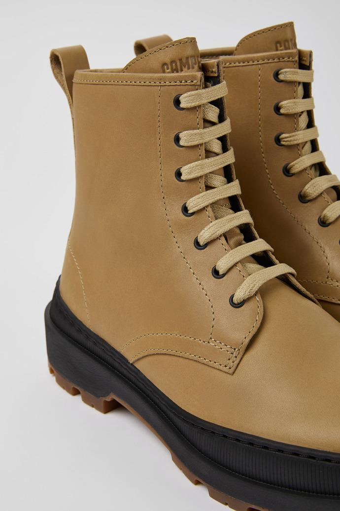 Brutus Trek Beige leather ankle boots for women by CAMPER
