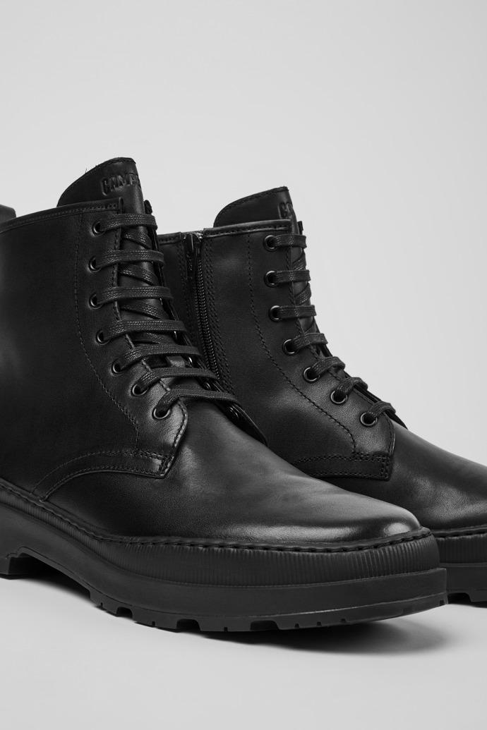 Brutus Trek Black leather ankle boots for men by CAMPER