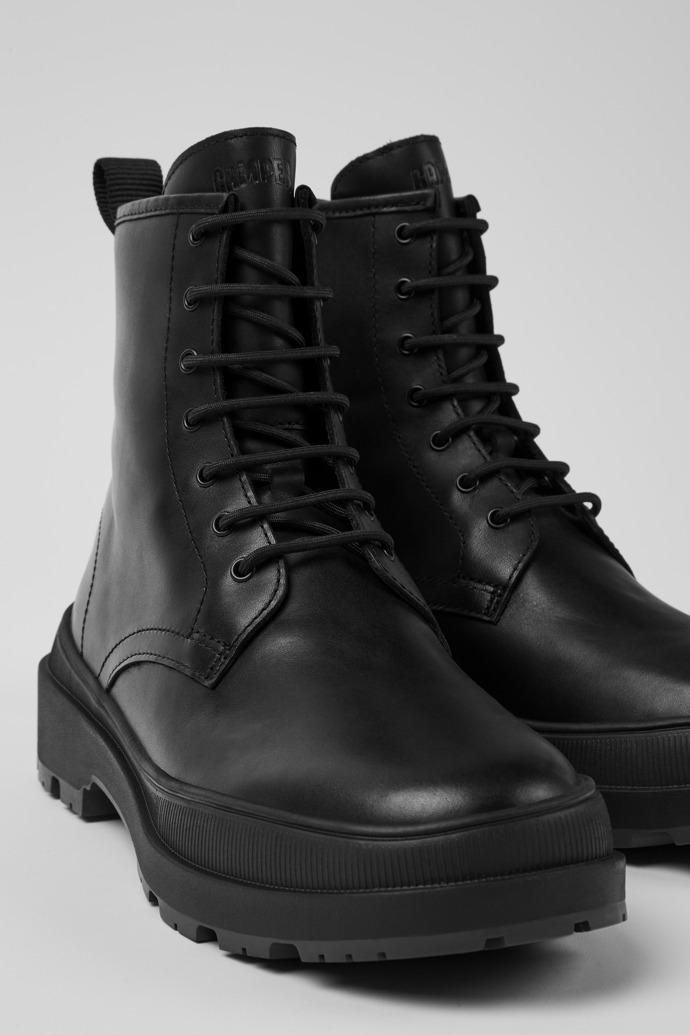 Brutus Trek Black leather lace-up ankle boots for women by CAMPER