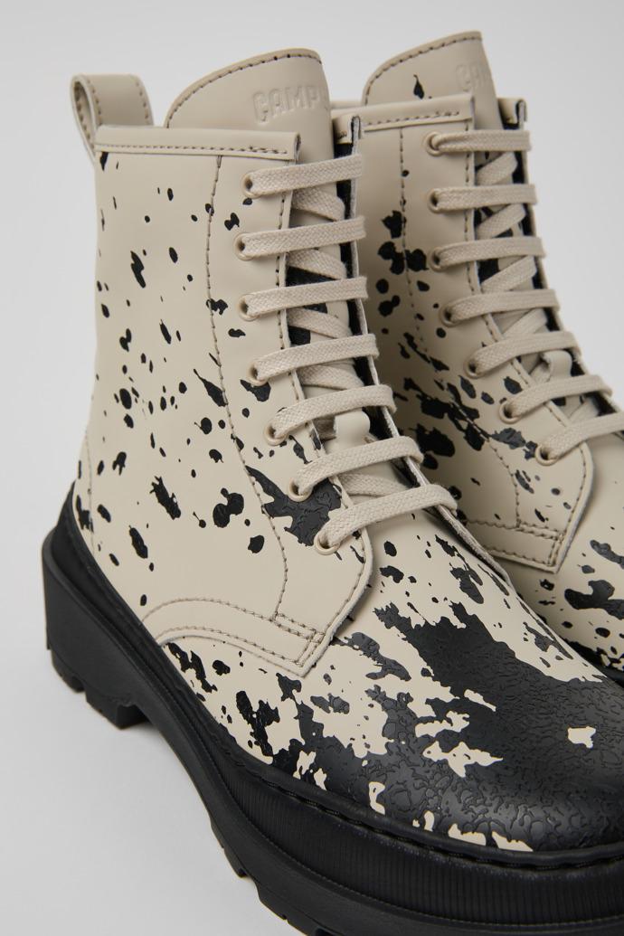 Brutus Trek White and black leather boots for women by CAMPER