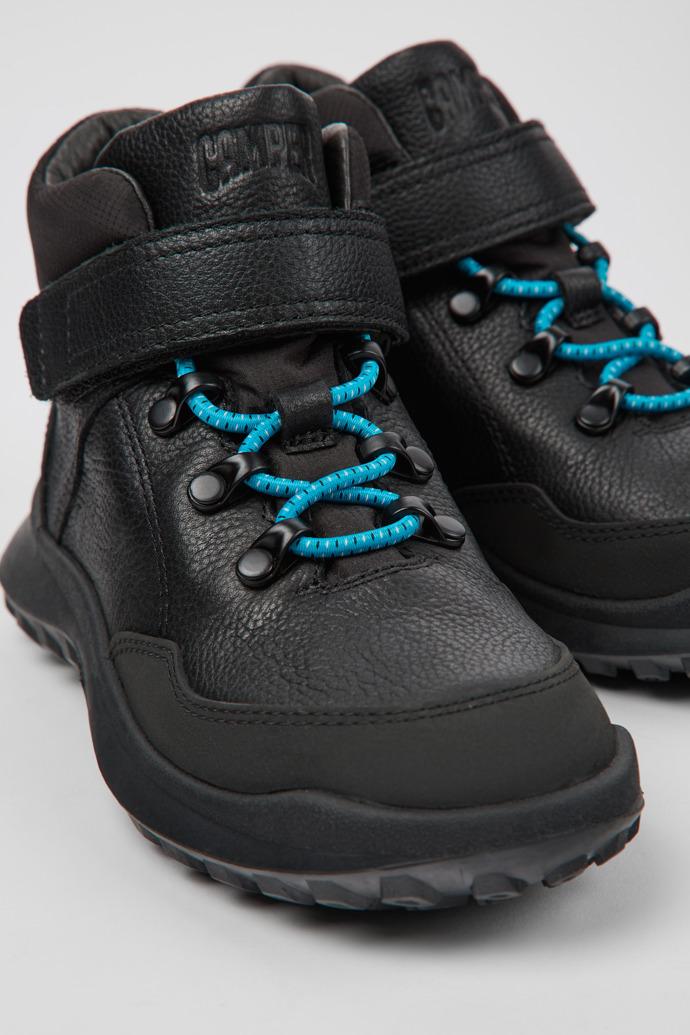 CRCLR Black leather and textile ankle boots for kids by CAMPER