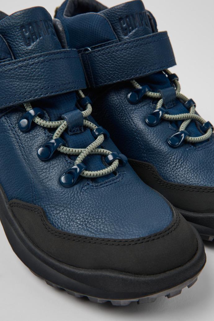CRCLR Dark blue leather and textile ankle boots for kids by CAMPER