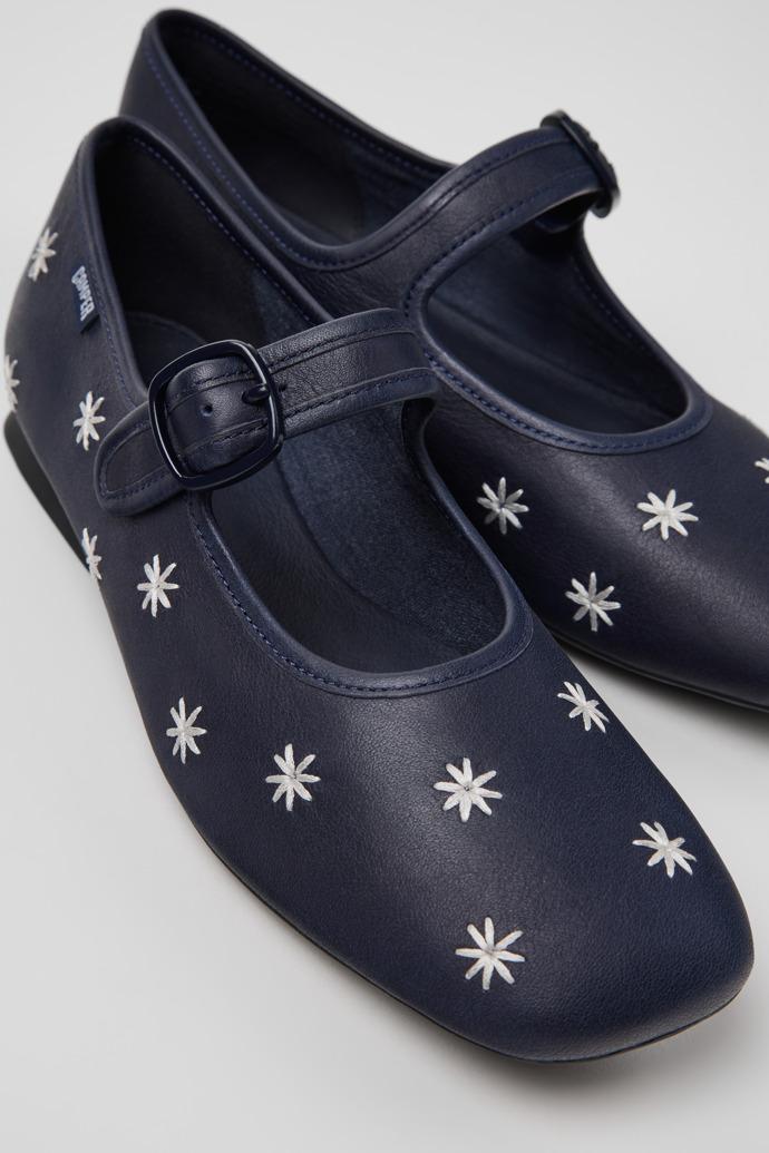 Casi Myra Blue Leather Ballerinas for Women. by CAMPER