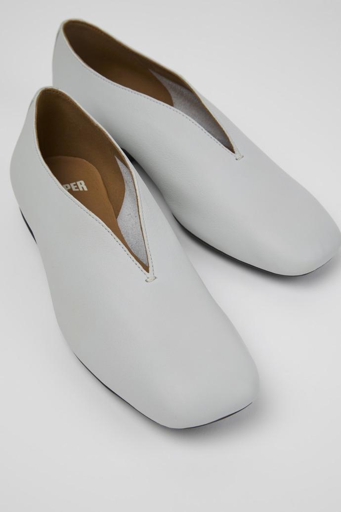 Casi Myra Gray Leather Ballerinas for Women. by CAMPER
