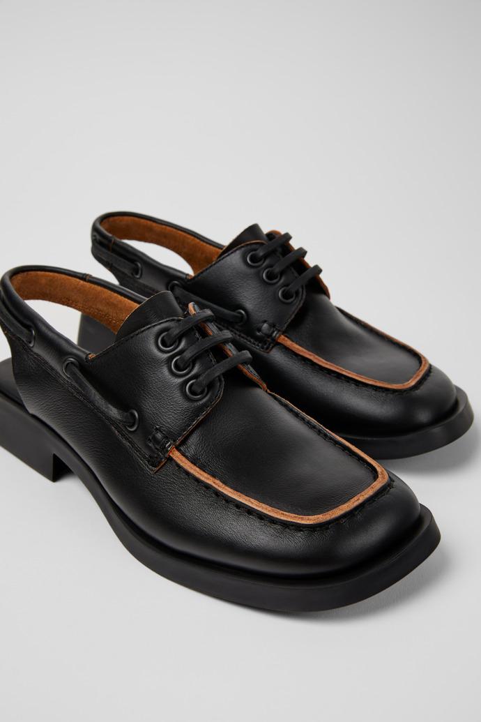 Dana Black Leather Moccasin/Nautical Shoes for Women. by CAMPER