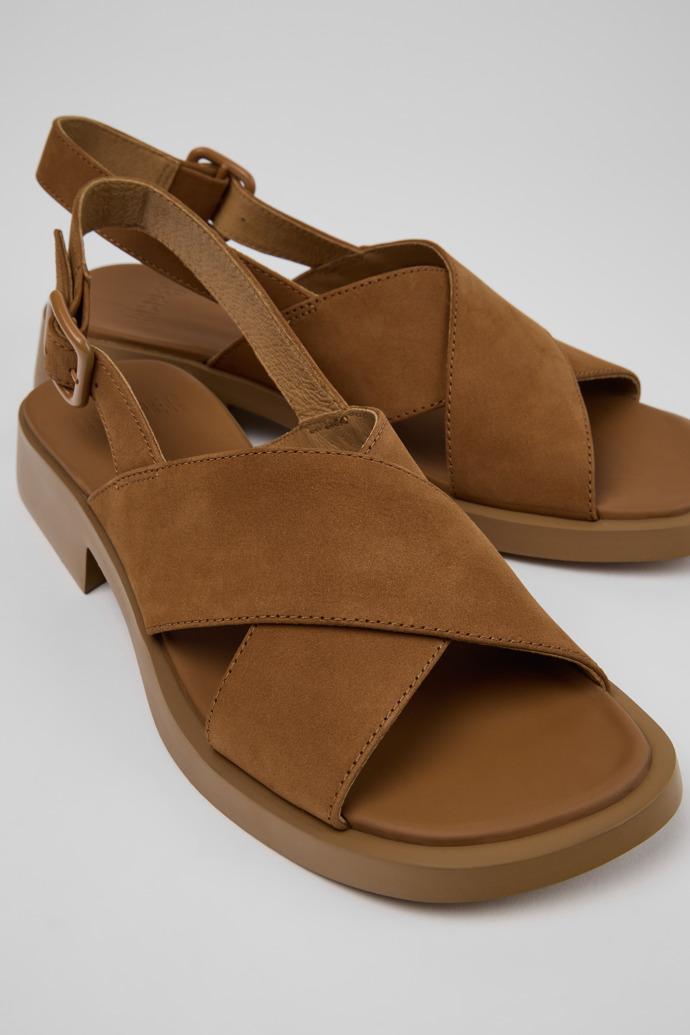 Dana Brown Nubuck Leather Sandals for Women. by CAMPER