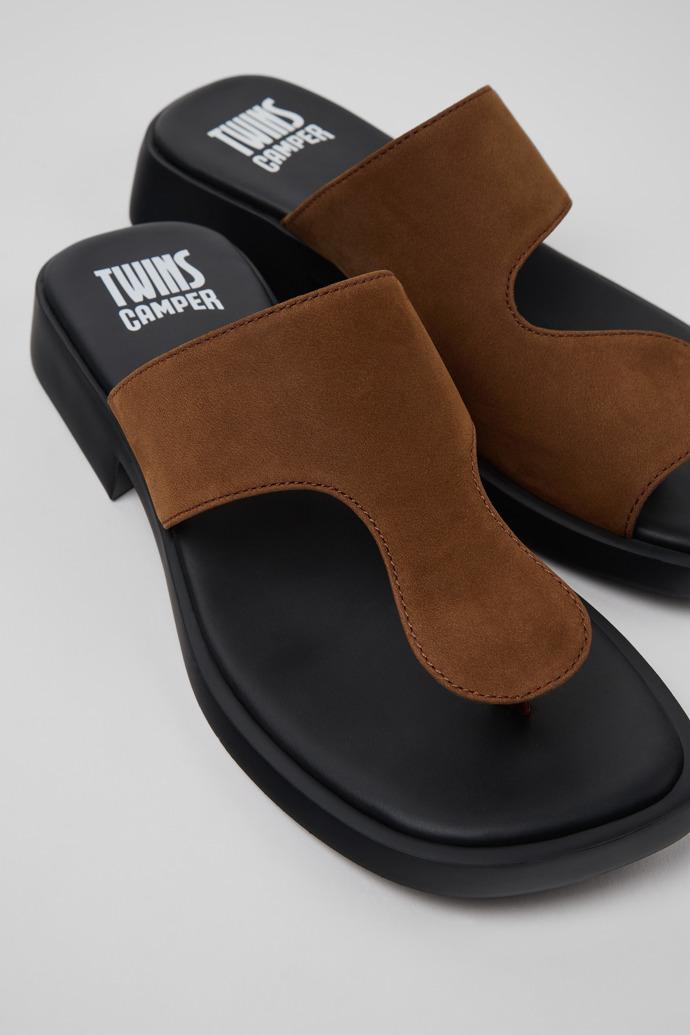 Dana Brown Nubuck Leather Sandals for Women. by CAMPER