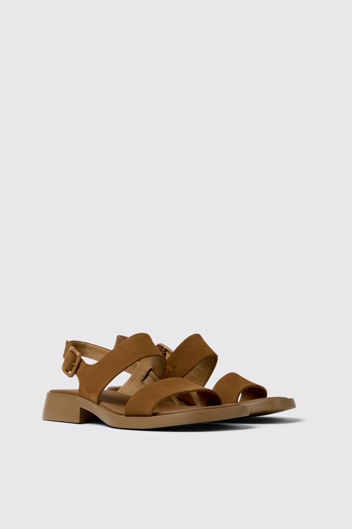 Dana Brown Nubuck Leather Sandals for Women. by CAMPER