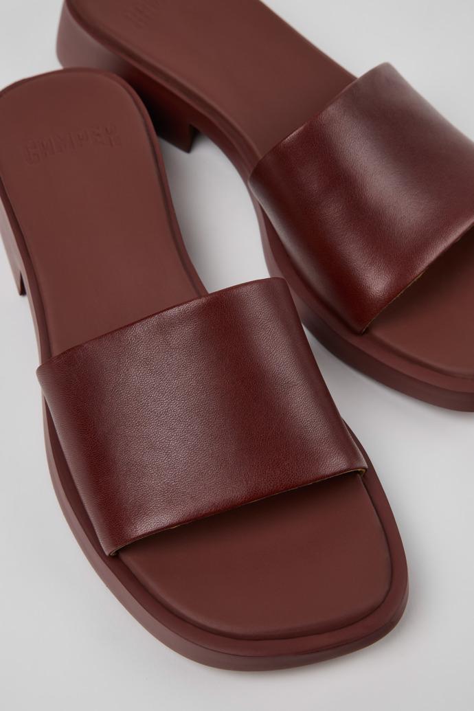 Dana Burgundy Leather Sandals for Women. by CAMPER