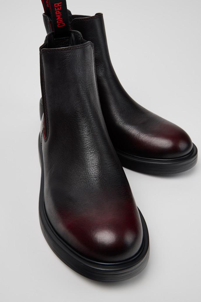 Dean Black and Burgundy Leather Ankle Boots for Men. by CAMPER