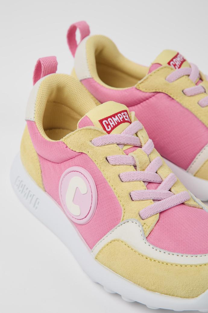 Driftie Yellow and pink textile and nubuck sneakers for kids by CAMPER