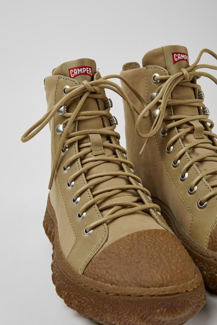Ground Beige textile and leather ankle boots for women by CAMPER