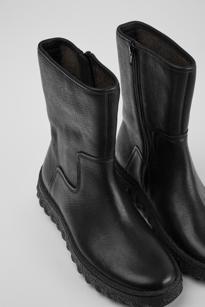 Ground Black leather boots for women by CAMPER