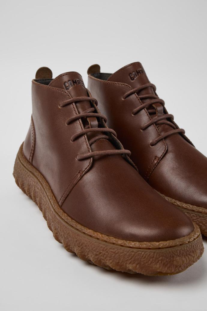 Ground Brown Leather Ankle Boots for Men. by CAMPER