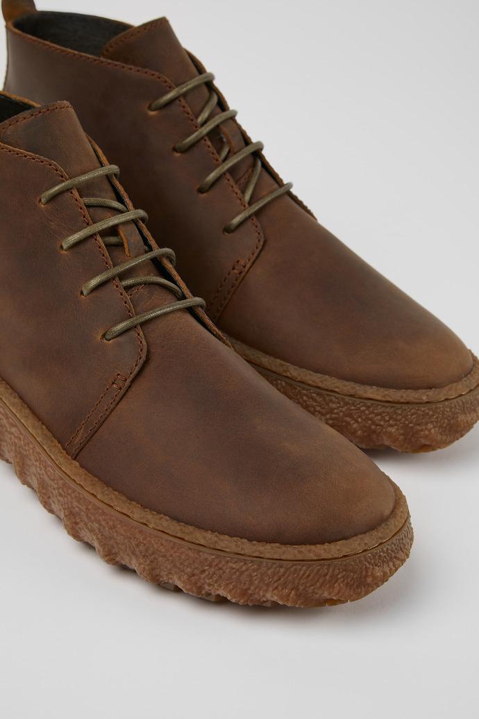 Ground Brown lace up ankle boot for men by CAMPER