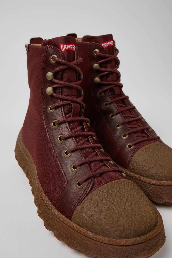 Ground Burgundy Textile and Leather Ankle Boots for Men. by CAMPER