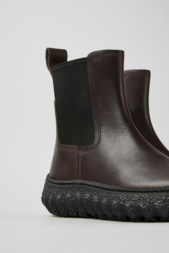 Ground Dark brown leather ankle boots for women by CAMPER