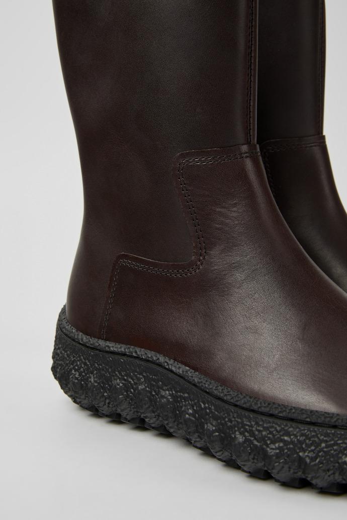 Ground Dark brown leather boots for women by CAMPER