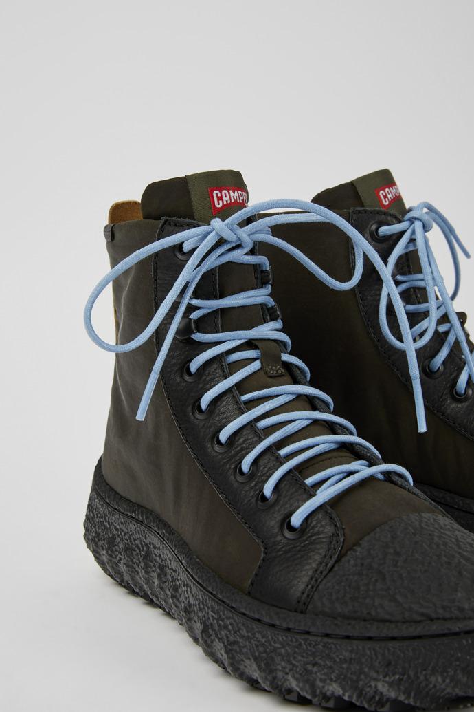 Ground Dark green textile and leather ankle boots for women by CAMPER