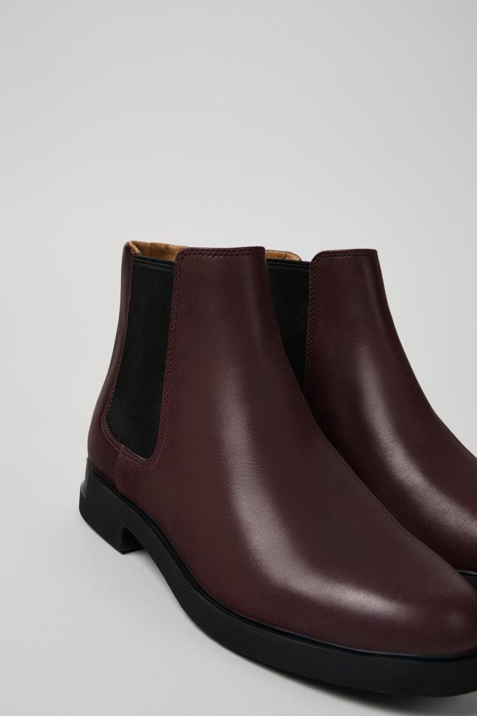 Iman Burgundy leather chelsea boots for women by CAMPER