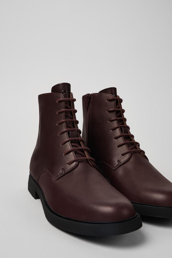 Iman Burgundy leather lace-up boots for women by CAMPER