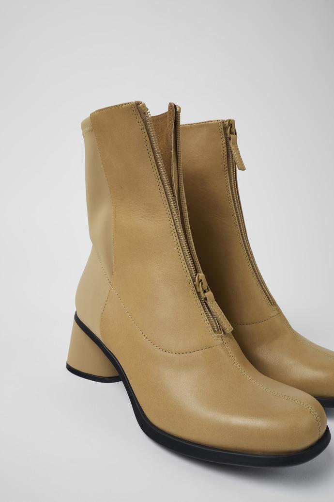 Kiara Beige leather and recycled PET boots for women by CAMPER