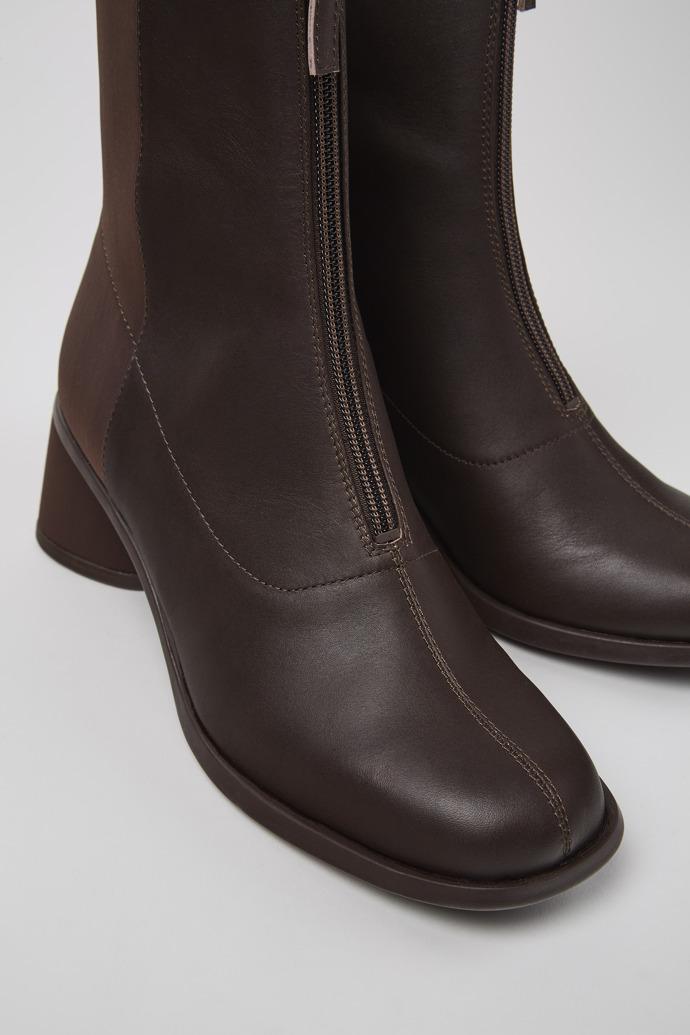 Kiara Brown leather and recycled PET boots for women by CAMPER