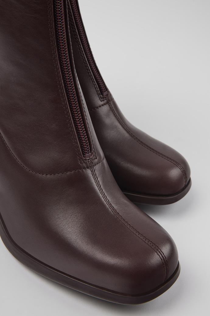 Kiara Burgundy leather and recycled PET boots for women by CAMPER
